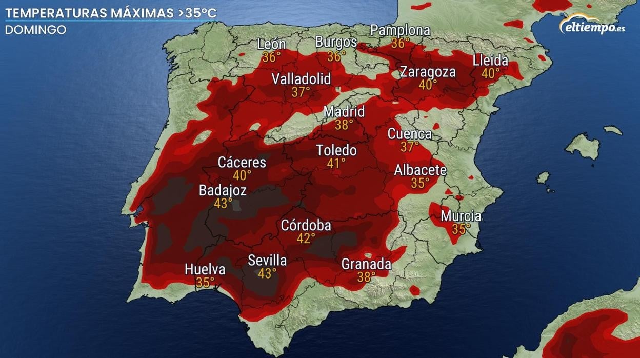 Estas son las zonas de España con las temperaturas más altas en la