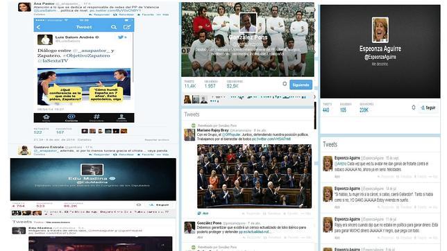 Varias imágenes de perfiles de políticos en Twitter 