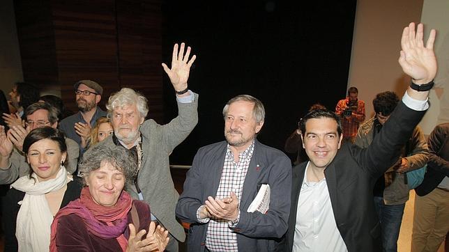 De izquierda a derecha, Díaz, Senra, Beiras, Meyer y Tsipras