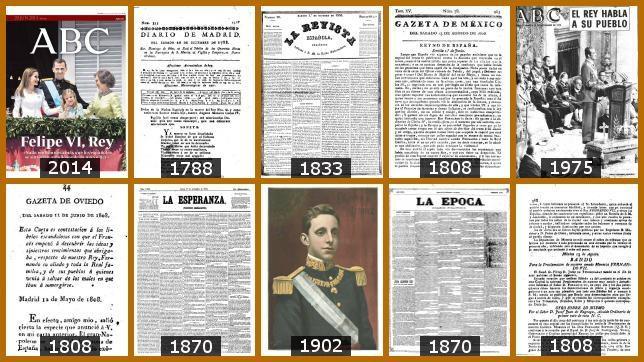 Las portadas que anunciaron a los Reyes de España desde 1788