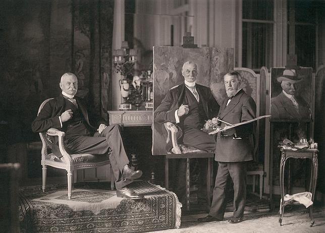 Joaquín Sorolla retratando a Thomas Fortune Ryan en París, 1913. Fue uno de sus grandes mecenas en EE.UU.