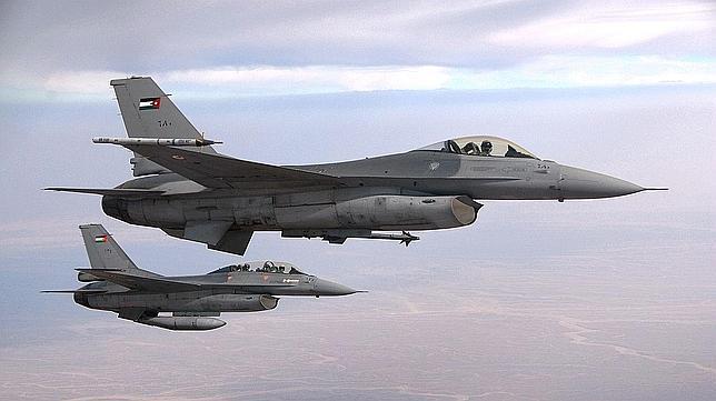 Dos aviones de combate F-16 de la Fuerza Aérea Real Jordana, en una imagen de archivo