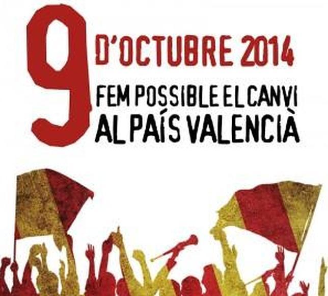 Detalle del cartel de la manifestación convocada para este jueves en Valencia