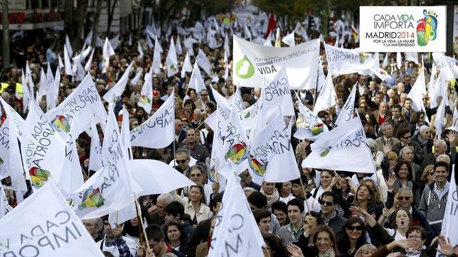 Vista general de los participantes en la manifestación celebrada hoy en Madrid