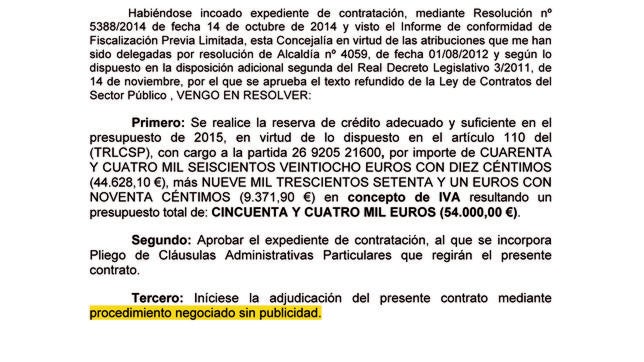 Imagen de uno de los decretos de la Alcaldía