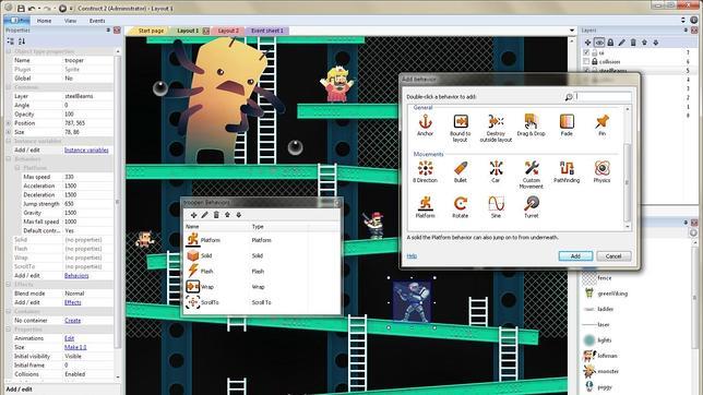 Construct 2 permite crear juegos en dos dimensiones sin saber programación