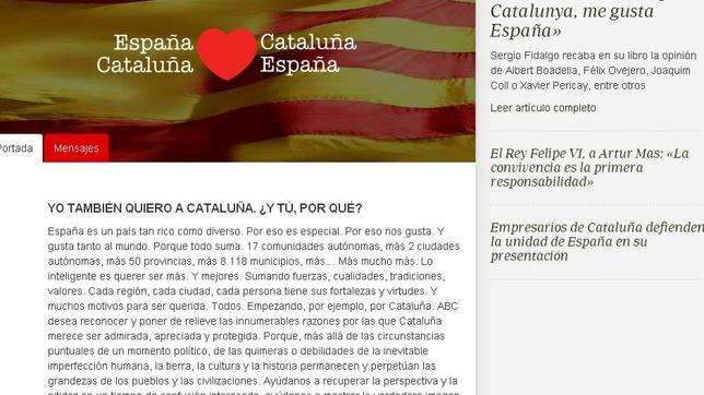 Esta es la página web donde puedes expresar tus sentimientos de admiración y amor por Cataluña
