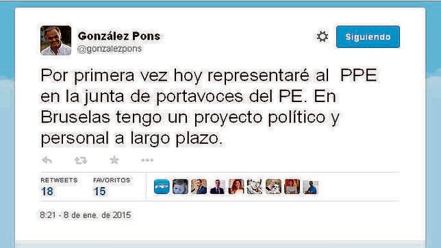 Imagen del mensaje lanzado por González Pons en las redes sociales