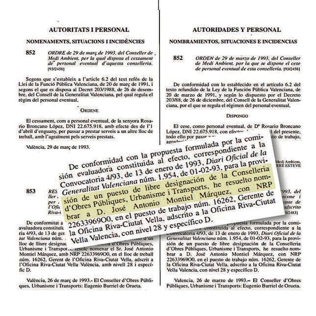 Detalle del Diario Oficial donde consta el nombramiento de Antonio Montiel