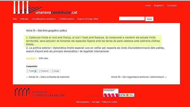 Captura del artículo 35 del proyecto de «Constitución catalana»