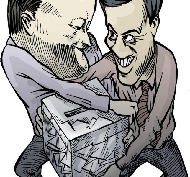 Caricatura de Cameron y Miliband