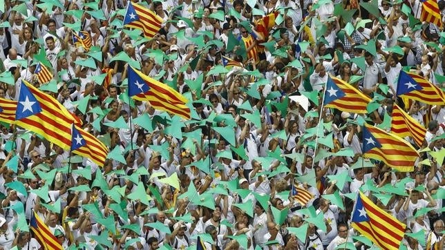 Vista de la manifestación con motivo de la Diada de Cataluña