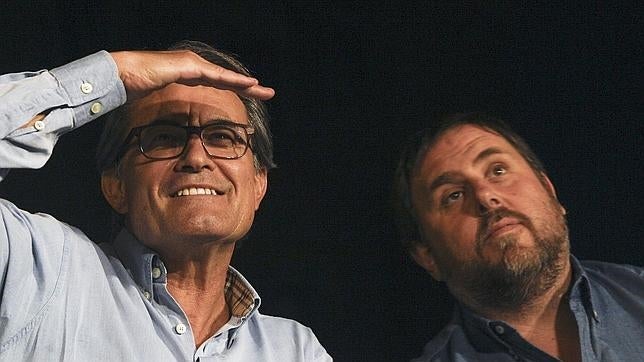 Artur Mas y Oriol Junqueras en un mitin de esta campaña