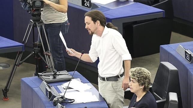 Pablo Iglesias, de Podemos, en el Parlamento Europeo