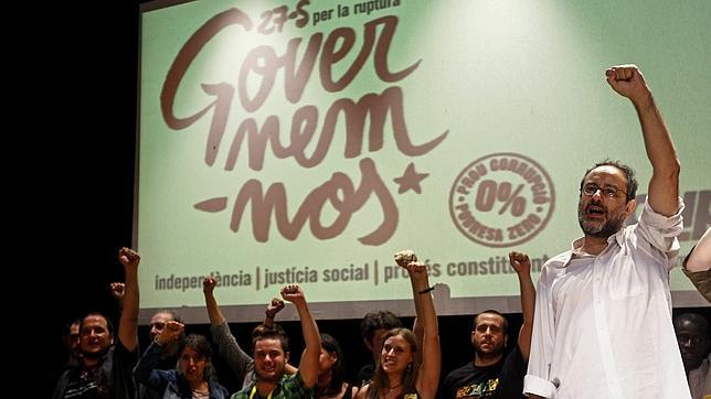 Antonio Baños, durante un mitin de la CUP 