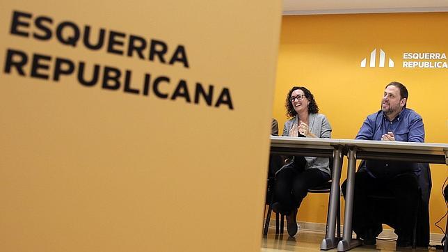 Oriol Junqueras y Marta Rovira, durante la ejecutiva de ERC 
