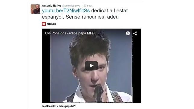 Mensaje que Antonio Baños, de CUP, publicó en la noche electoral durante el escrutinio