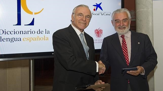 Dario Villanueva y el Presidente de la Fundacion la Caixa Isidro Faine presentan la plataforma On Line del diccionario de la RAE.