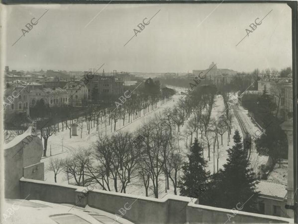 El paseo de la Castellana desde la azotea de la Casa de ABC el 30 de diciembre de 1906