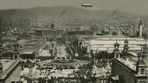 Aspecto general de la Exposición Internacional de Barcelona, que estaba ubicada en la montaña de Montjuic