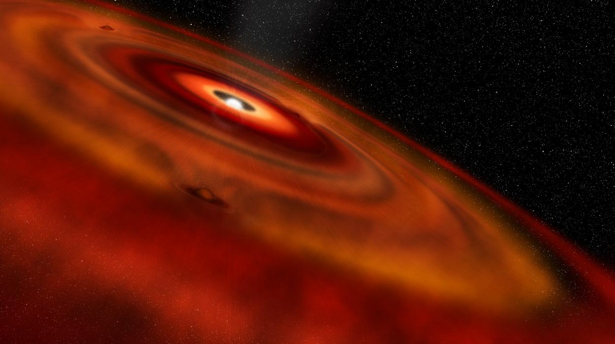 Resultado de imagen para Gigantescas cascadas revelan el nacimiento de tres planetas a 330 años luz