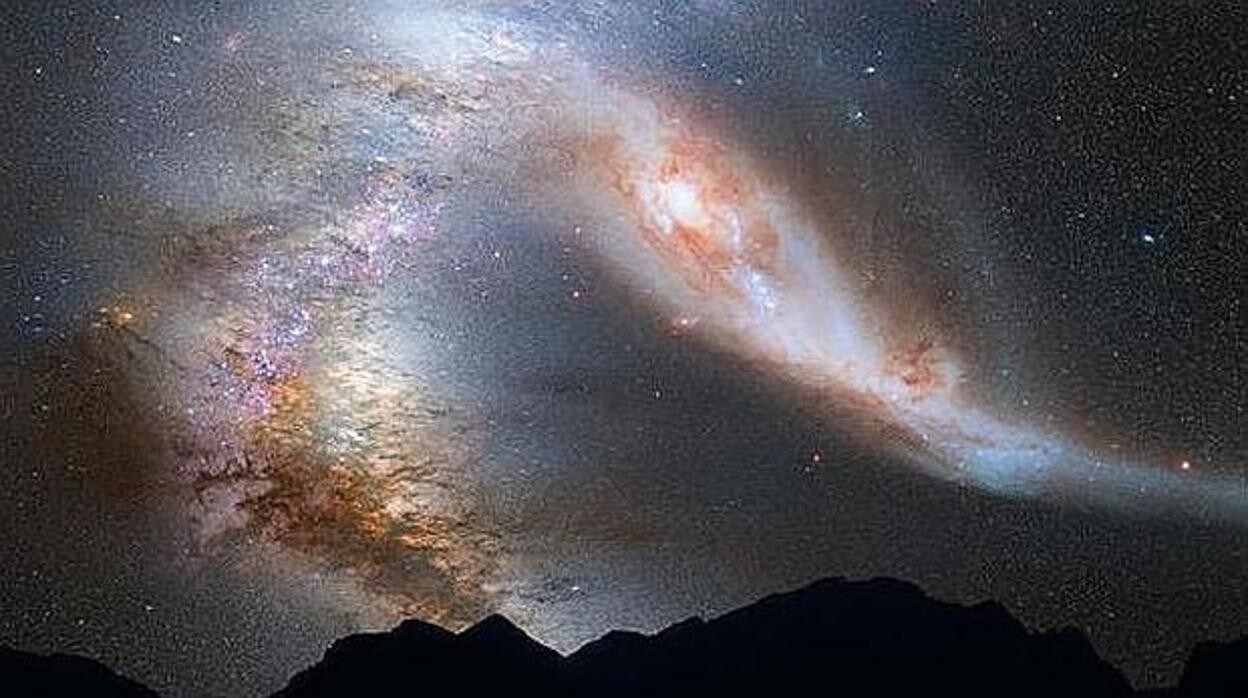 Recreación de archivo del choque de Andrómeda contra nuestra galaxia