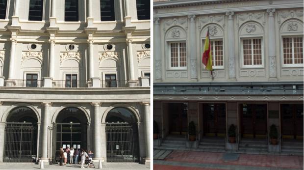 Las fachadas del Teatro Real y del Teatro de la Zarzuela