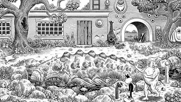 Jim Woodring sigue explorando en «Poochytown» en extraño mundo en el que vive su personaje, Frank