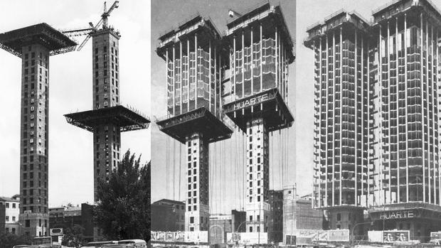 Diferentes instantáneas recogen el desarrollo de construcción de este icono de Antonio Lamela