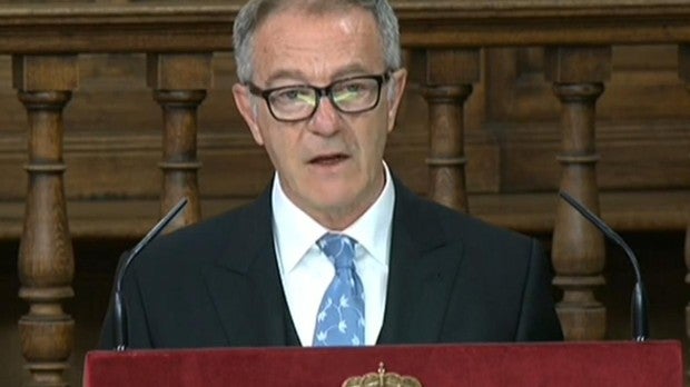 El ministro de Cultura y Deporte, José Guirao, durante su intervención en la ceremonia de entrega del premio Cervantes