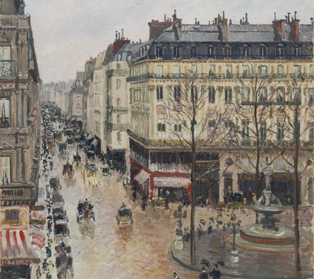 «Rue Saint-Honoré por la tarde. Efecto de lluvia», de Camille Pissarro