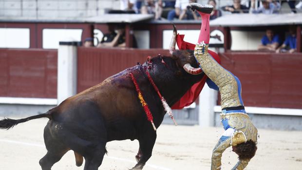 Momento de la cogida al diestro Román