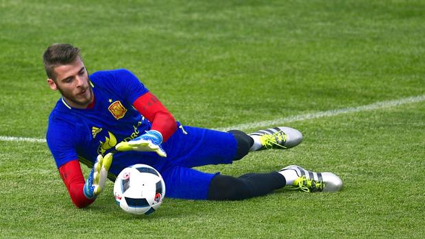 De Gea, en un entrenamiento con la selección