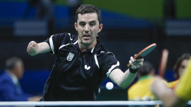 José Manuel Ruiz, durante uno de los encuentros del campeonato de tenis de mesa