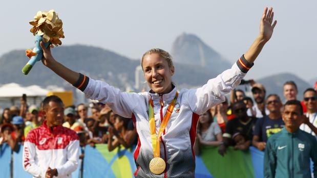 Elena Congost, en el podio en Copacabana