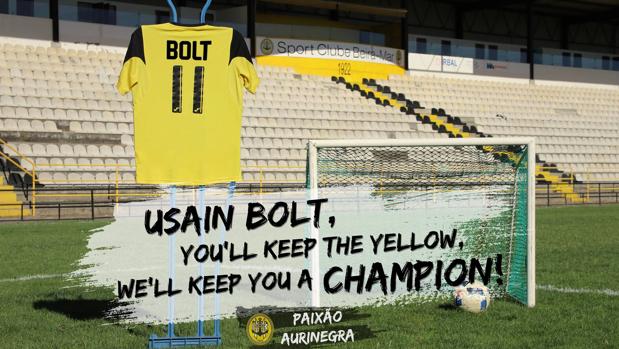 Camiseta con el dorsal de Bolt en el estadio del equipo portugués