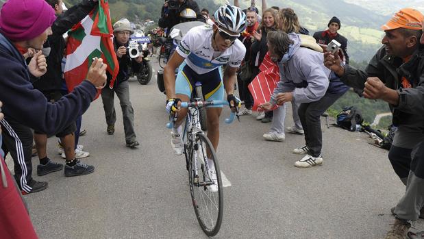 Contador, en el Angliru en La Vuelta de 2008