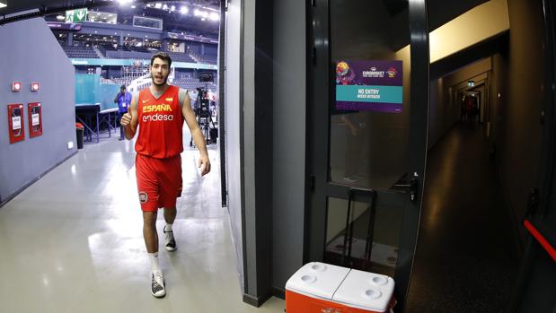 Álex Abrines, tras un entrenamiento de la selección española