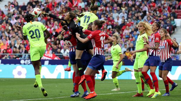 Un momento del partido Atlético-Barcelona, en el Wanda Metropolitano