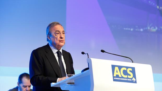 Florentino Pérez, presidente de ACS, durante la junta de accionistas del grupo
