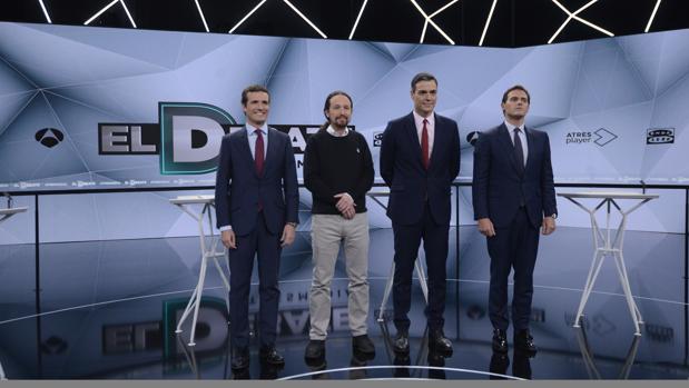 Imagen del los candidatos a presidente del Gobierno de PP, Unidas Podemos, PSOE y Ciudadanos