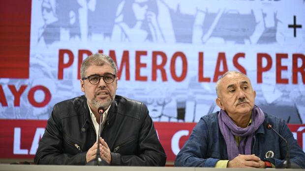 Sordo y Álvarez, hoy, en la presentación de los actos del Primero de Mayo