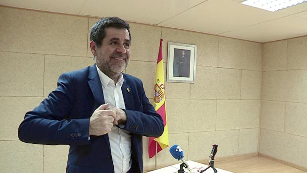 Jordi Sànchez, ayer en la rueda de prensa que ofreció desde la cárcel