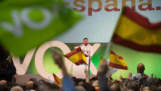 Santiago Abascal, en un acto de Vox en Murcia
