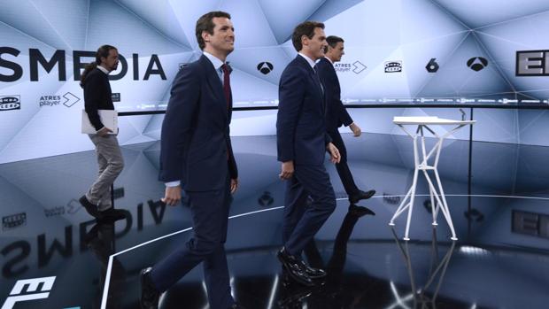 Debate político a cuatro con Pablo Casado, Pedro SÁnchez, Albert Rivera y Pablo Iglesias en Atresmedia