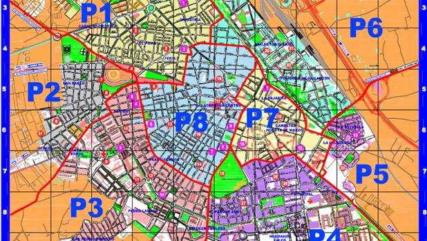 Mapa de zonificación escolar para los alumnos de Primaria en Albacete capital
