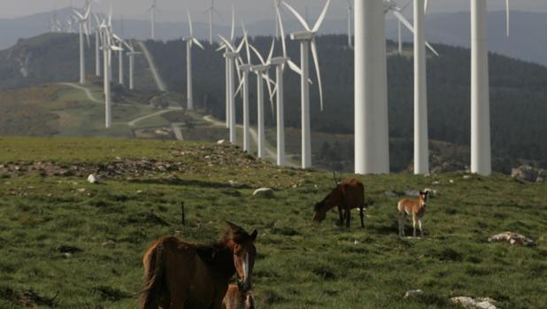 Parque eólico en la Serra de Meira, provincia de Lugo