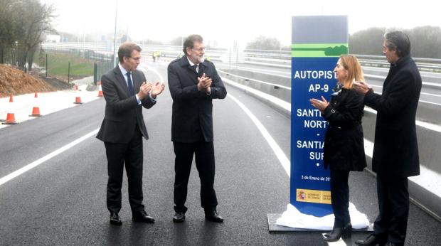 Feijóo, Rajoy, Pastor y De la Serna, esta mañana en Santiago