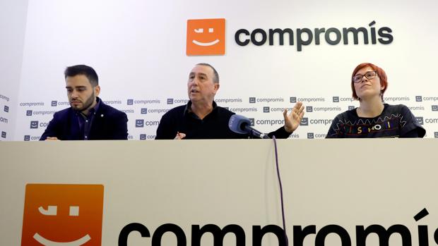 Fran Ferri, Joan Baldoví y Águeda Micó en la rueda de prensa ofrecida este jueves