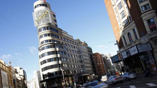El famoso edificio Capitol, en la Gran Vía de Madrid
